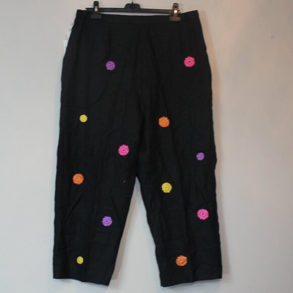 NWT Rosanna Black Woman Linen ankle designer ankle pants size 18 W - Picture 2 of 5